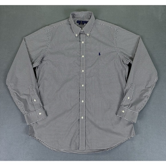 Ralph Lauren Shirt Mens Large White Brown Performance Classic Fit Gingham Check - Picture 2 of 7